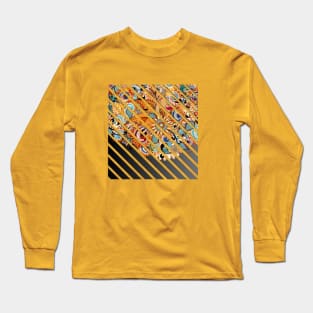 Black Gradient Floral abstract illustration truck art Long Sleeve T-Shirt